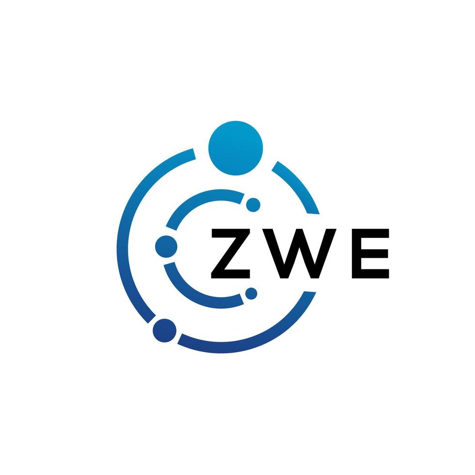 ZWE letter technology logo design on white background. ZWE creative initials letter IT logo concept. ZWE letter design. vector