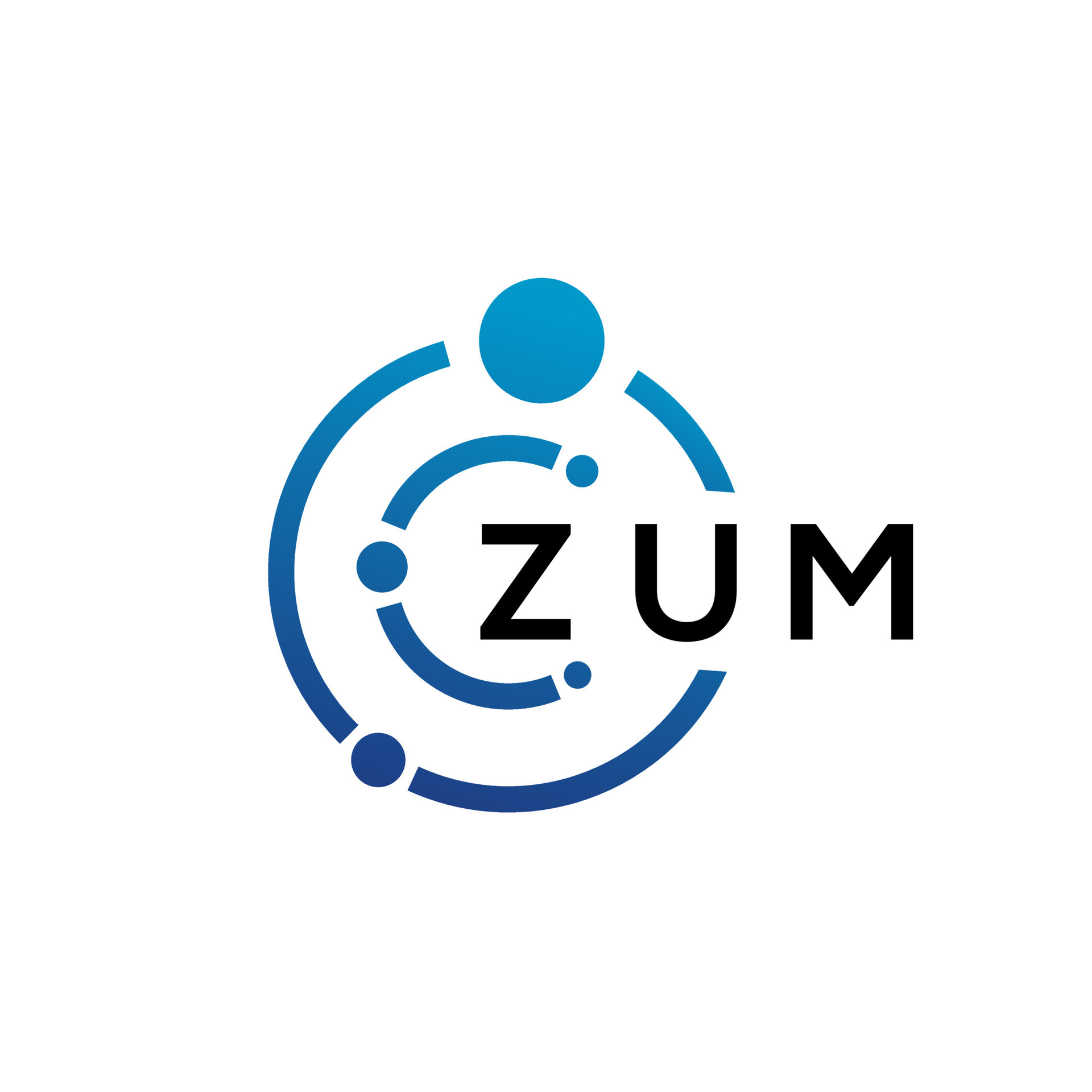 ZUM letter technology logo design on white background. ZUM creative