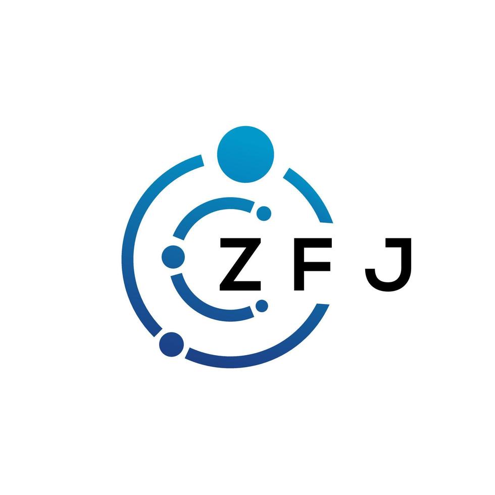 ZFJ letter technology logo design on white background. ZFJ creative initials letter IT logo concept. ZFJ letter design. vector