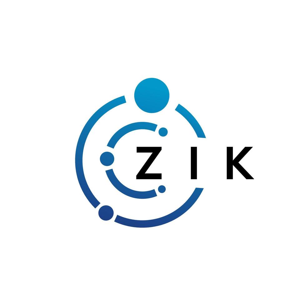 ZIK letter technology logo design on white background. ZIK creative initials letter IT logo concept. ZIK letter design. vector