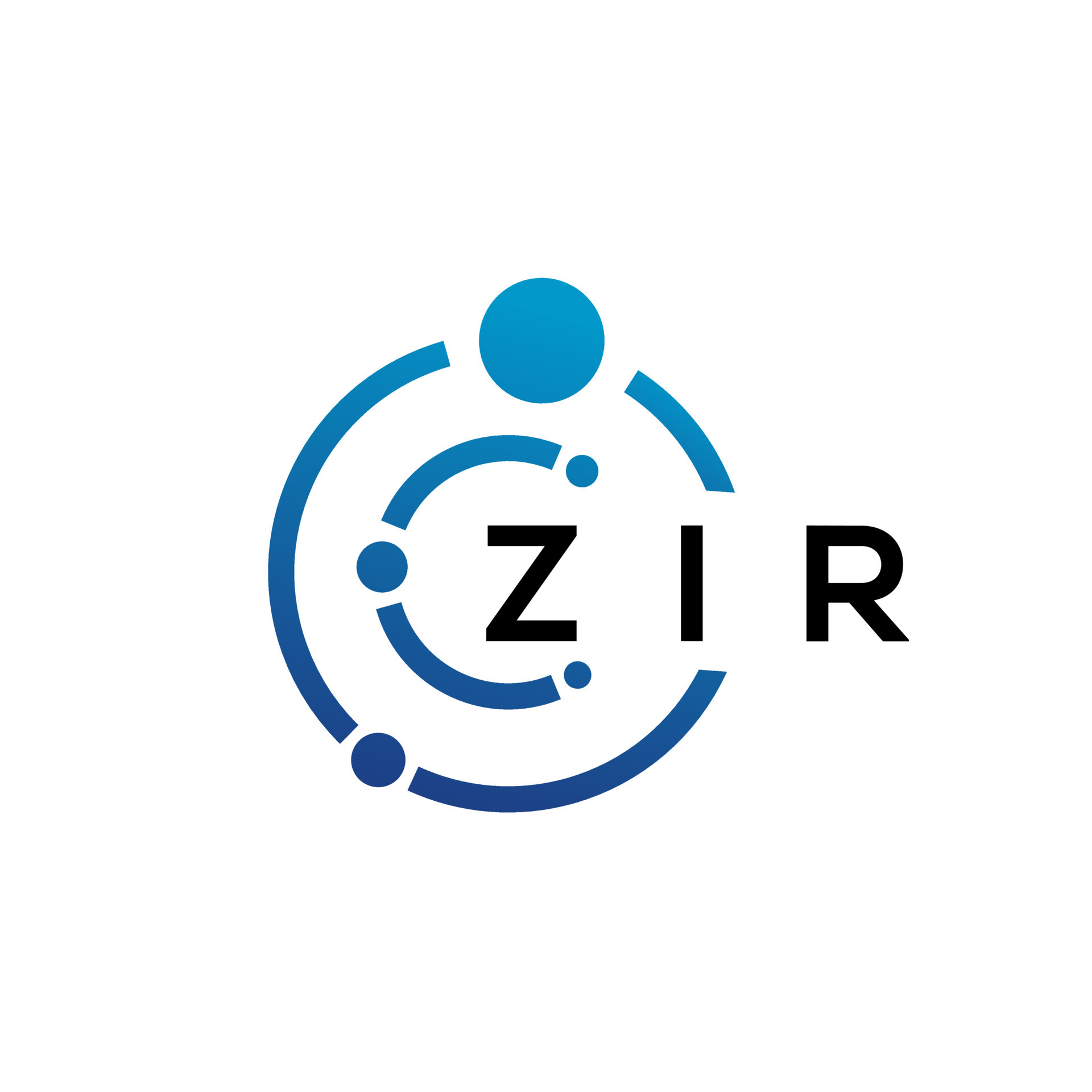 ZIR letter technology logo design on white background. ZIR creative