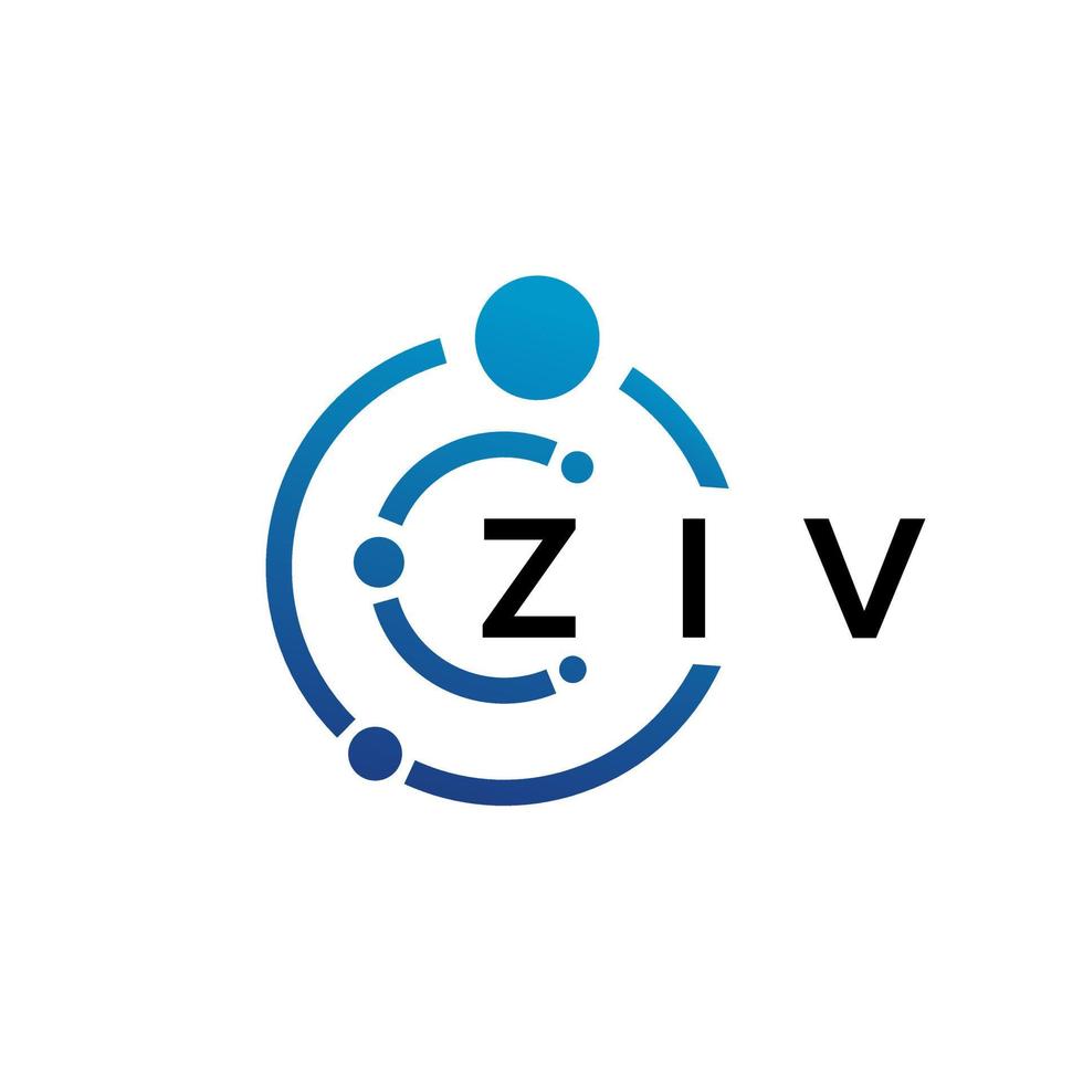 diseño de logotipo de tecnología de letras ziv sobre fondo blanco. concepto de logotipo de letra inicial creativa ziv. diseño de letras ziv. vector