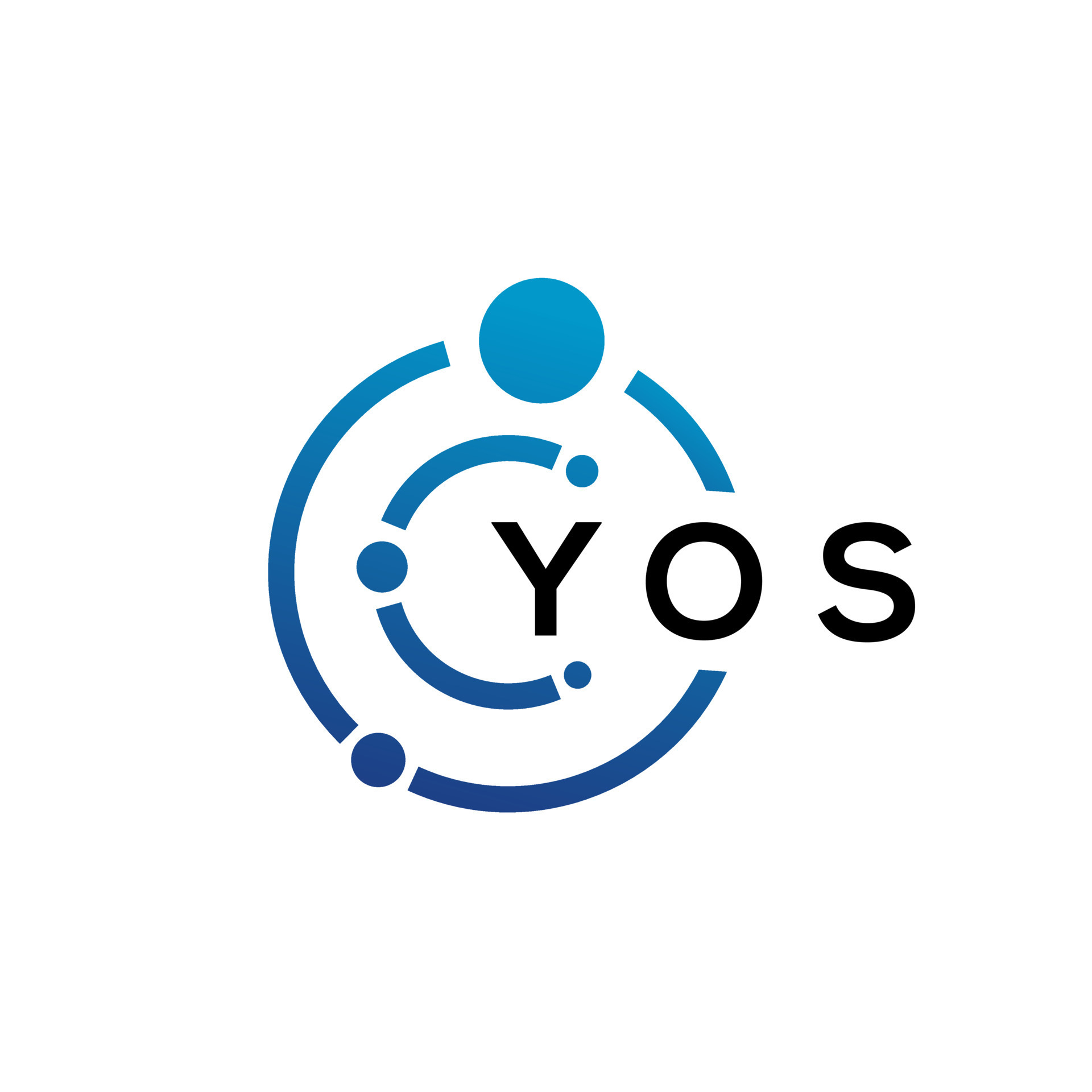 YOS letter technology logo design on white background. YOS creative initials letter IT logo