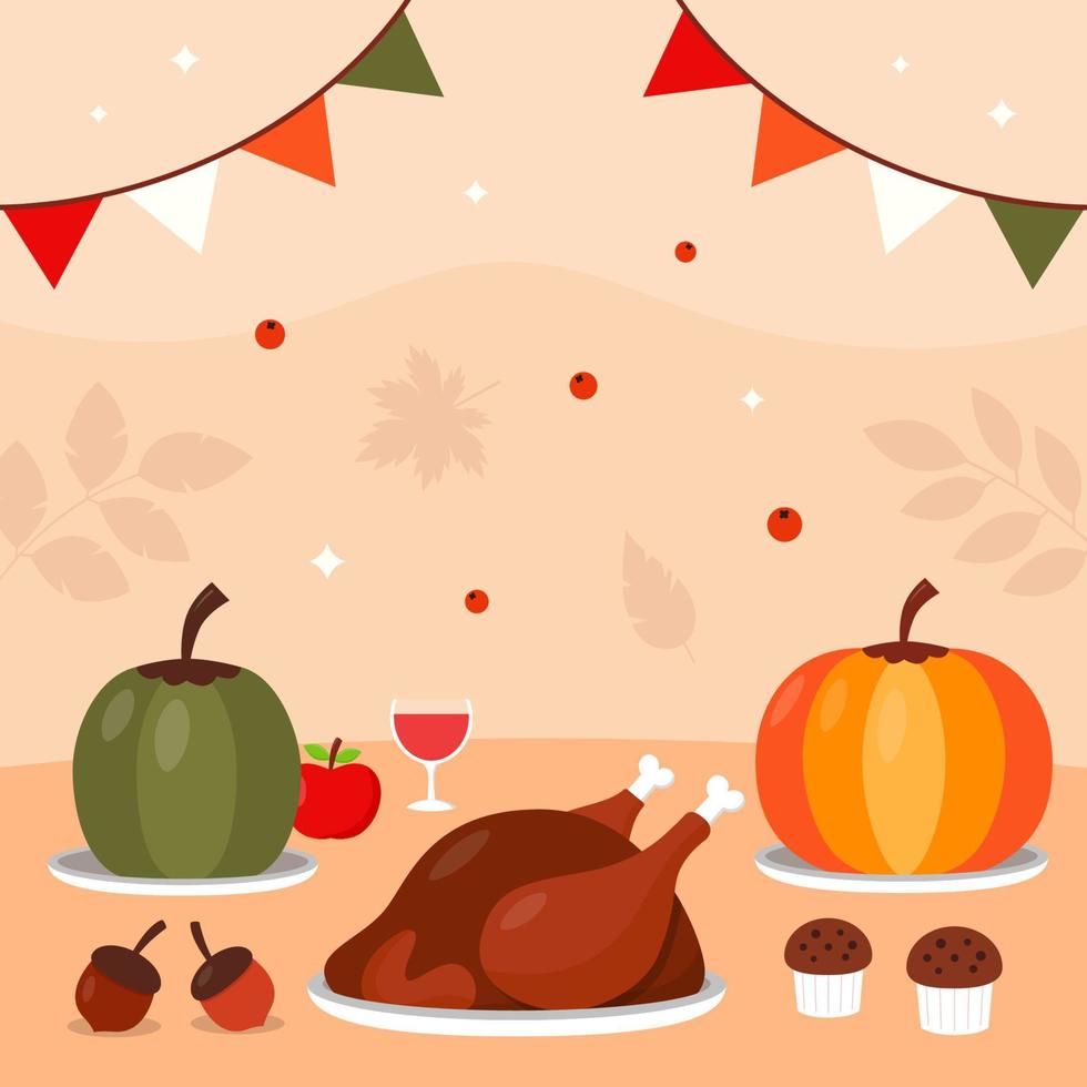 Thanksgiving Background with Food and Fruit Concept vector