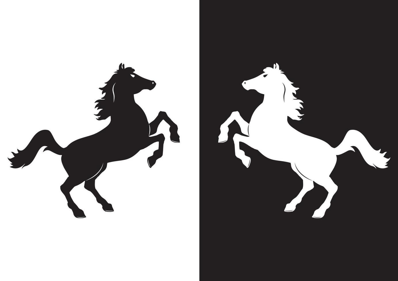 Black and White Horse Icon Clipart Vector Illustration