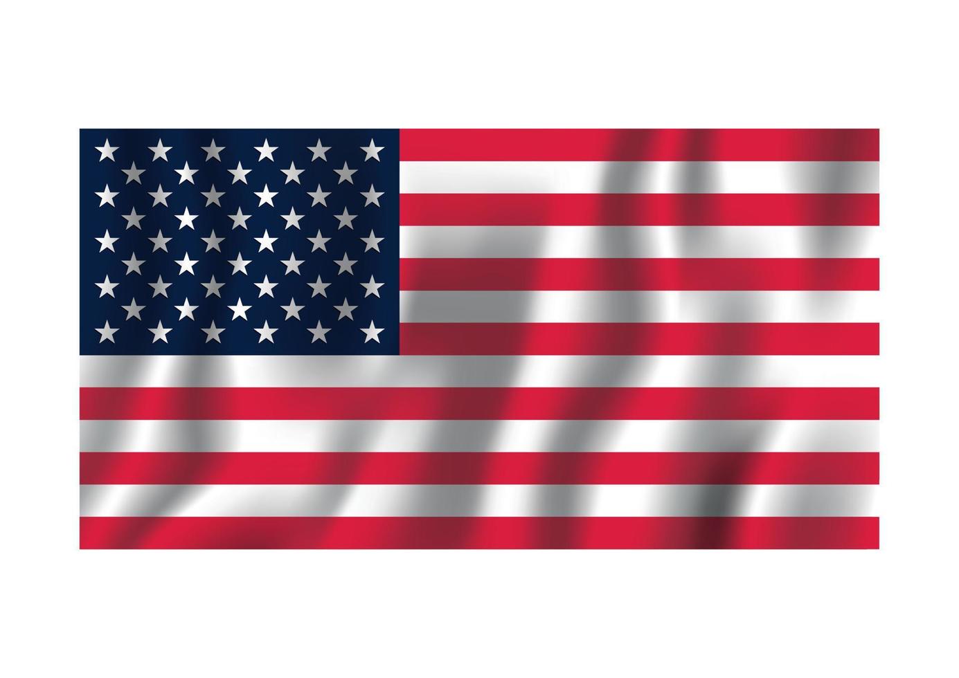 bandera americana realista aislada en la ilustración de vector de fondo blanco