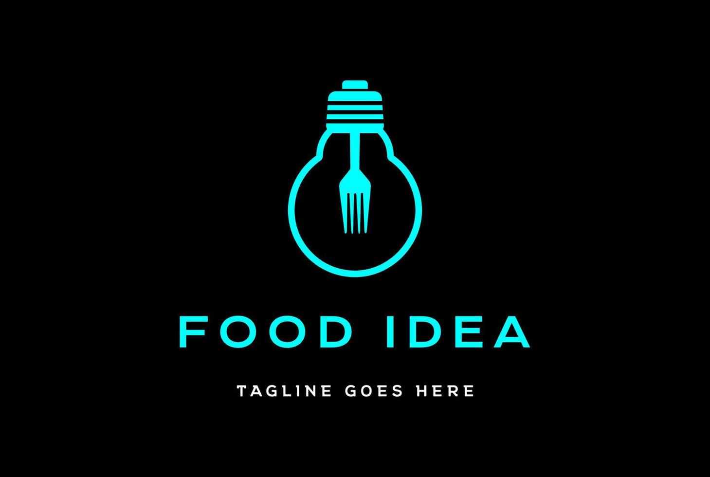 Light Bulb with Fork for Food Idea Innovation Logo Design Vector