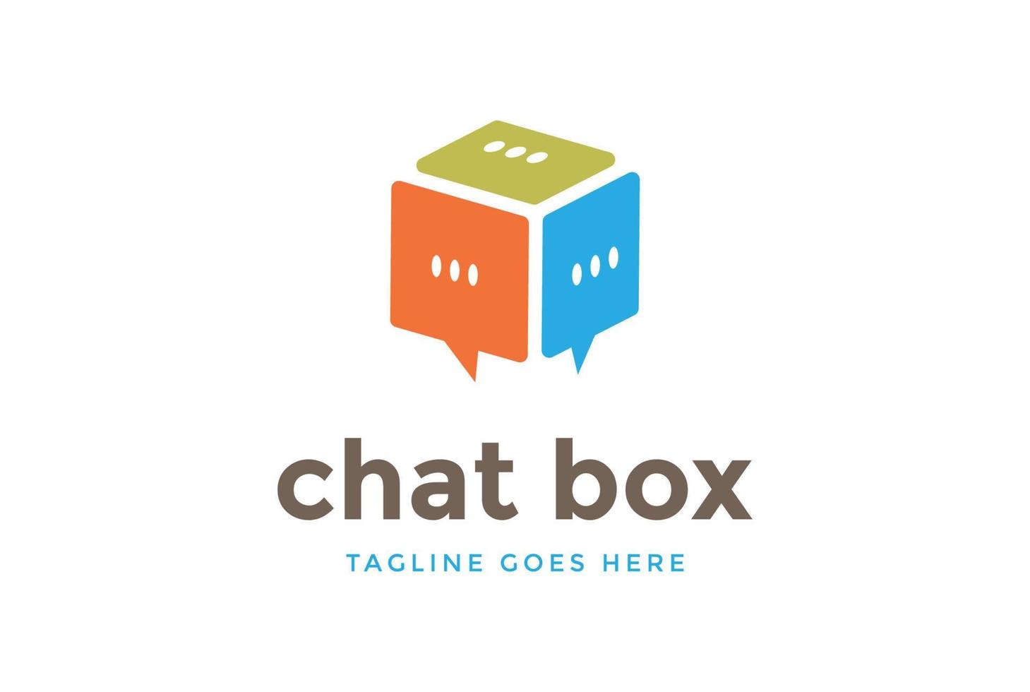 Modern Geometric Cube Box Chat Speech for Communication Logo Design vector