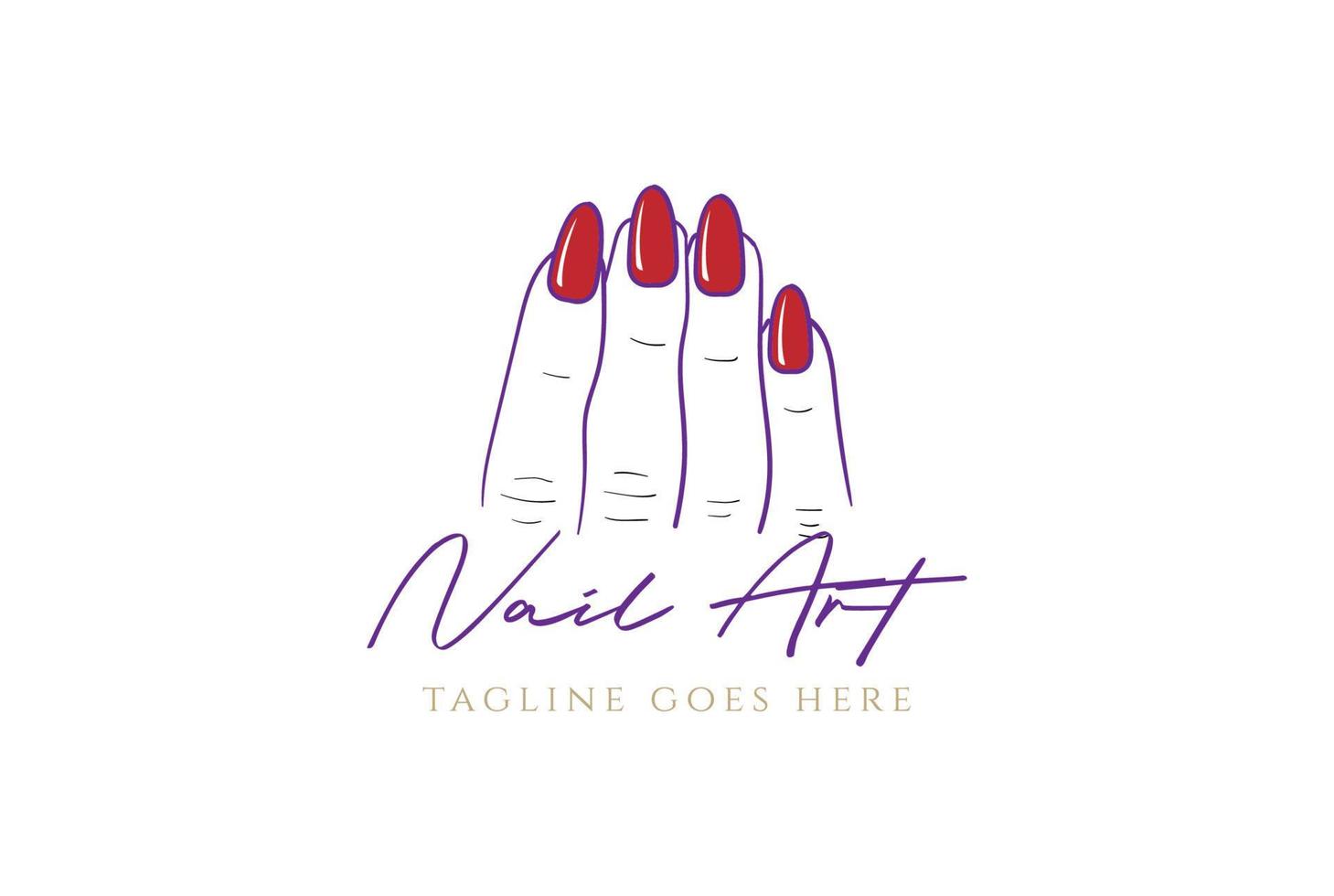 Beauty Woman Girl Lady Female Nail Hand for Art polish or Manicure Logo Design vector