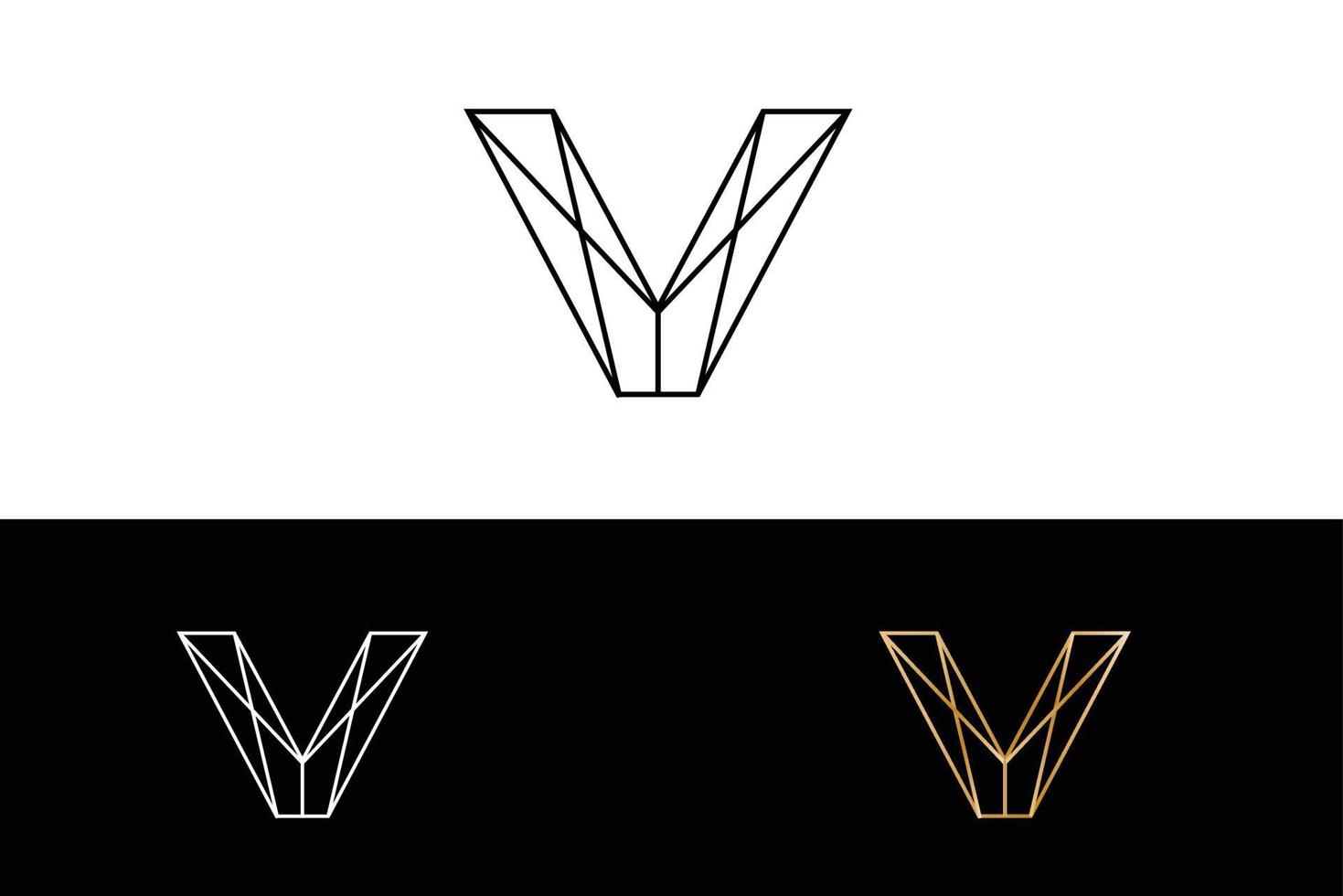 Geometric V alphabet logo vector