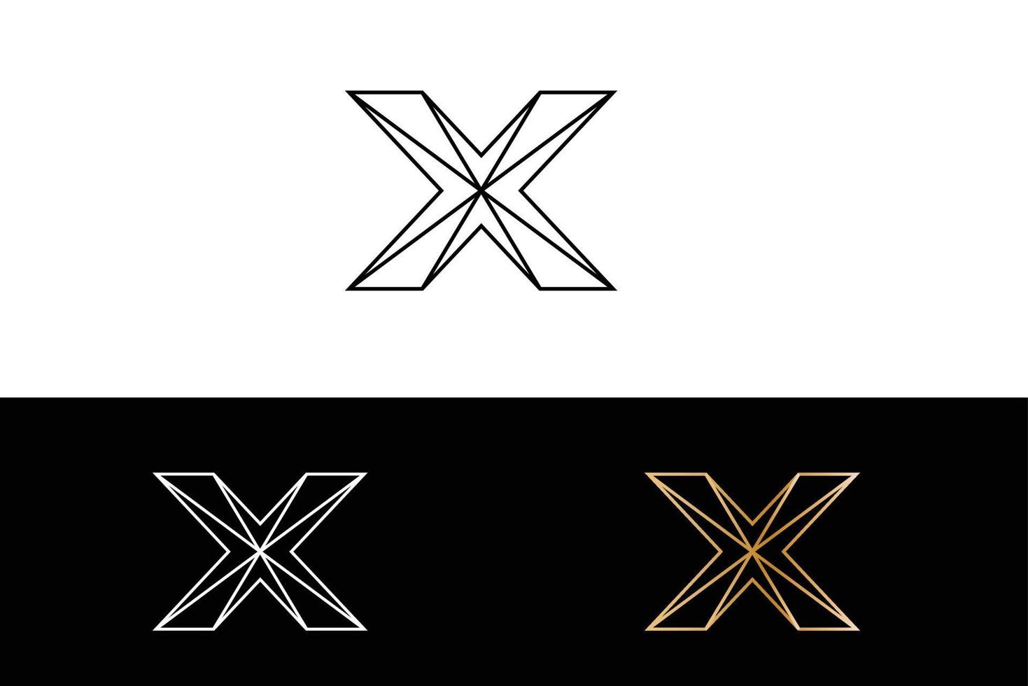 Geometric X alphabet logo design vector