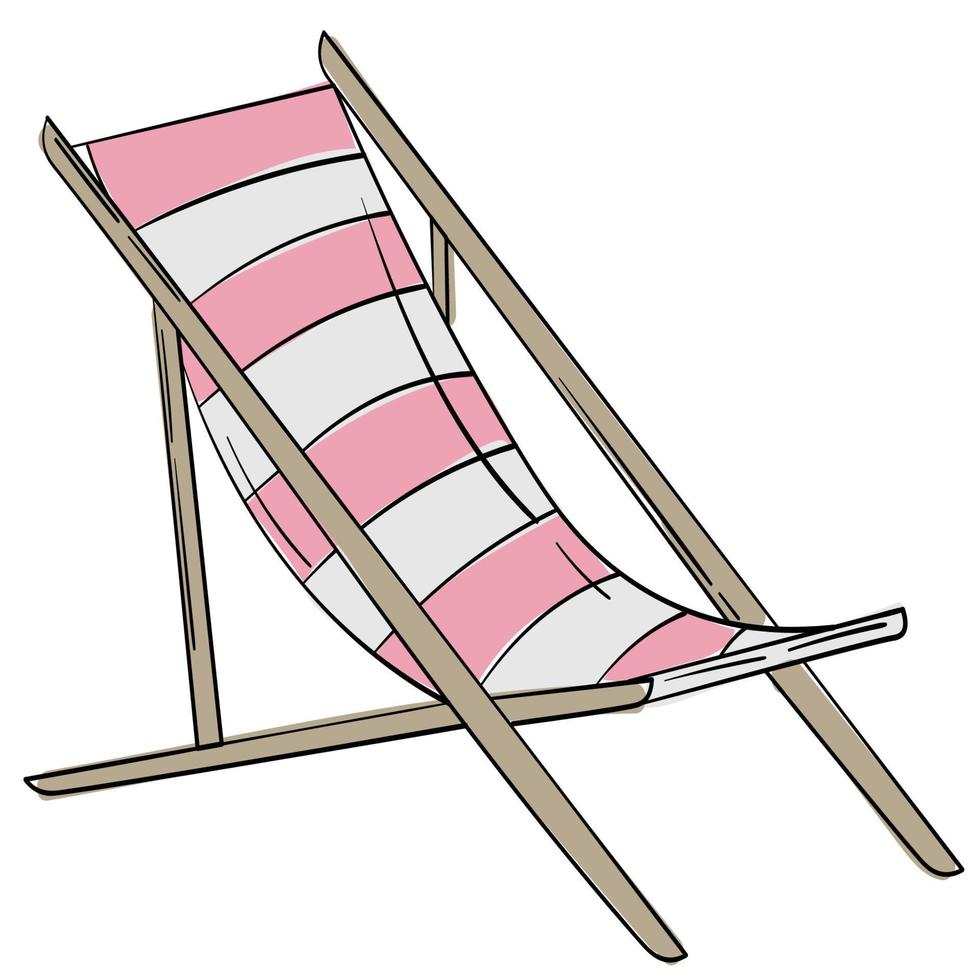 Doodle sticker with sun lounger vector