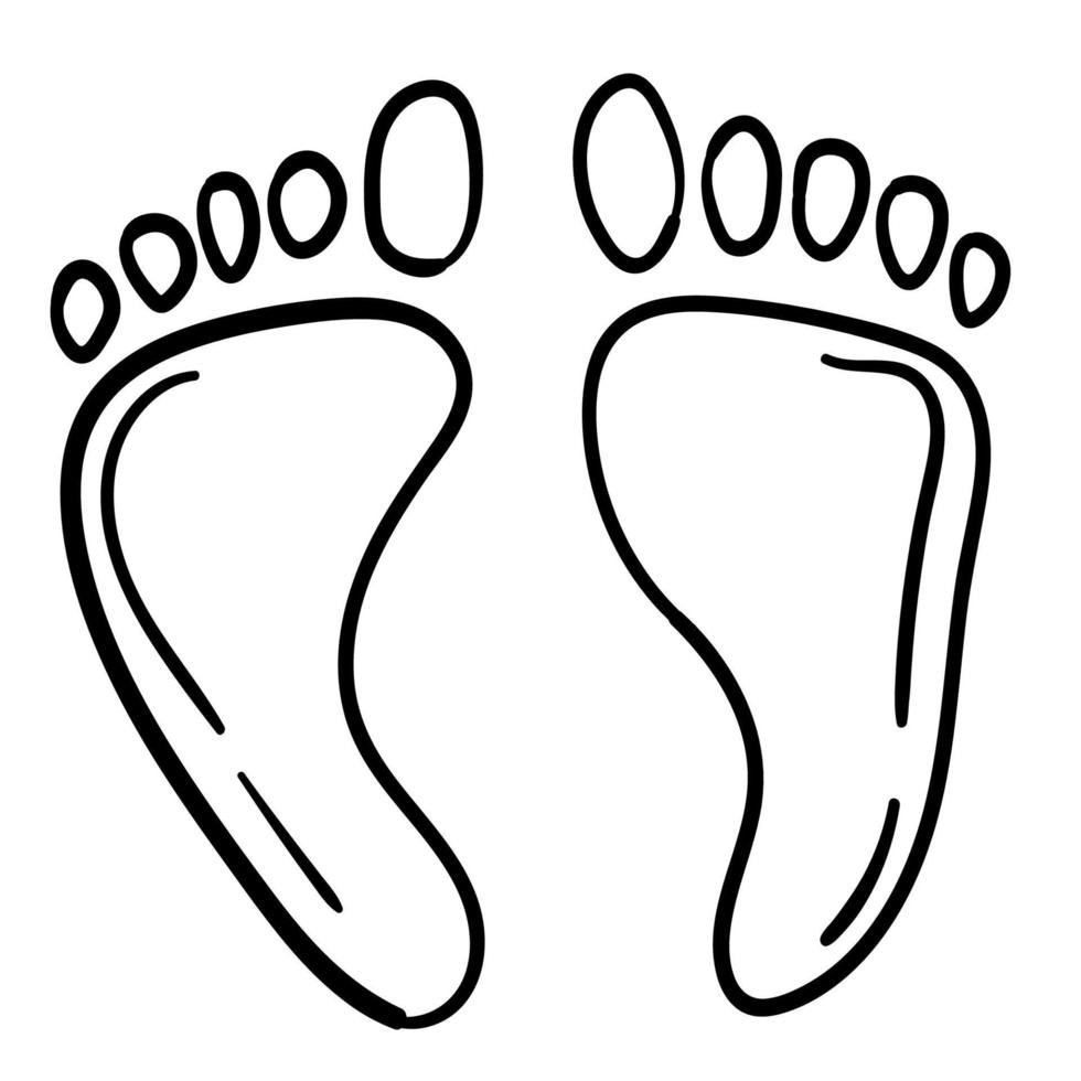 Doodle sticker with footprints in the sand vector