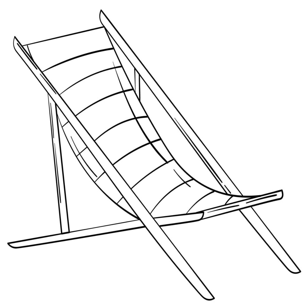 Doodle sticker with sun lounger vector