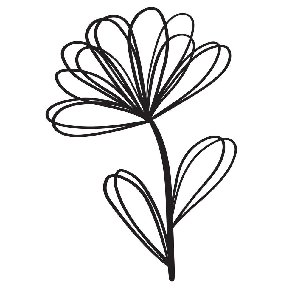 Doodle flower branch, cute and unusual bud, can be used to decorate postcards, business cards or as an element for design vector