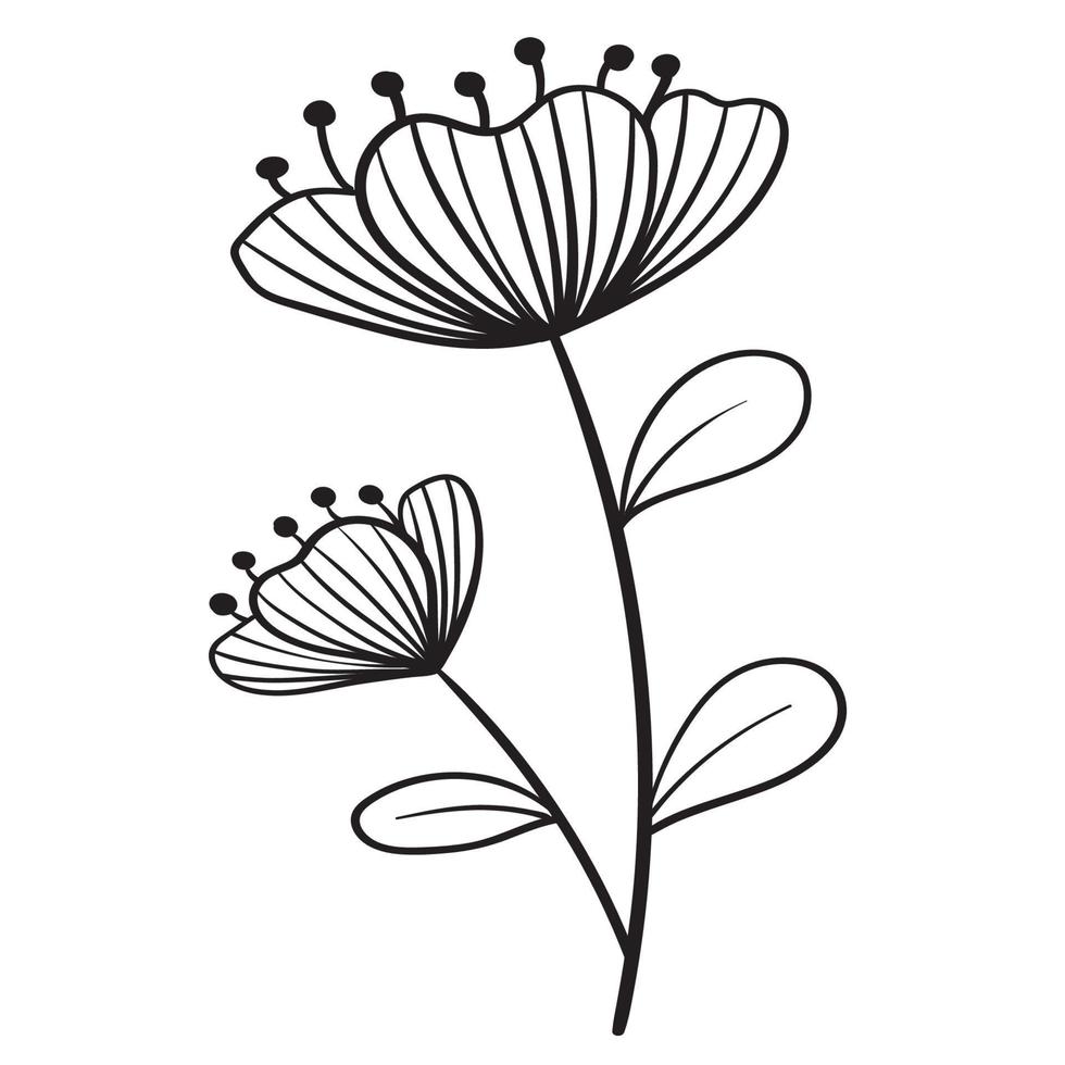 Doodle flower branch, cute and unusual bud, can be used to decorate postcards, business cards or as an element for design vector