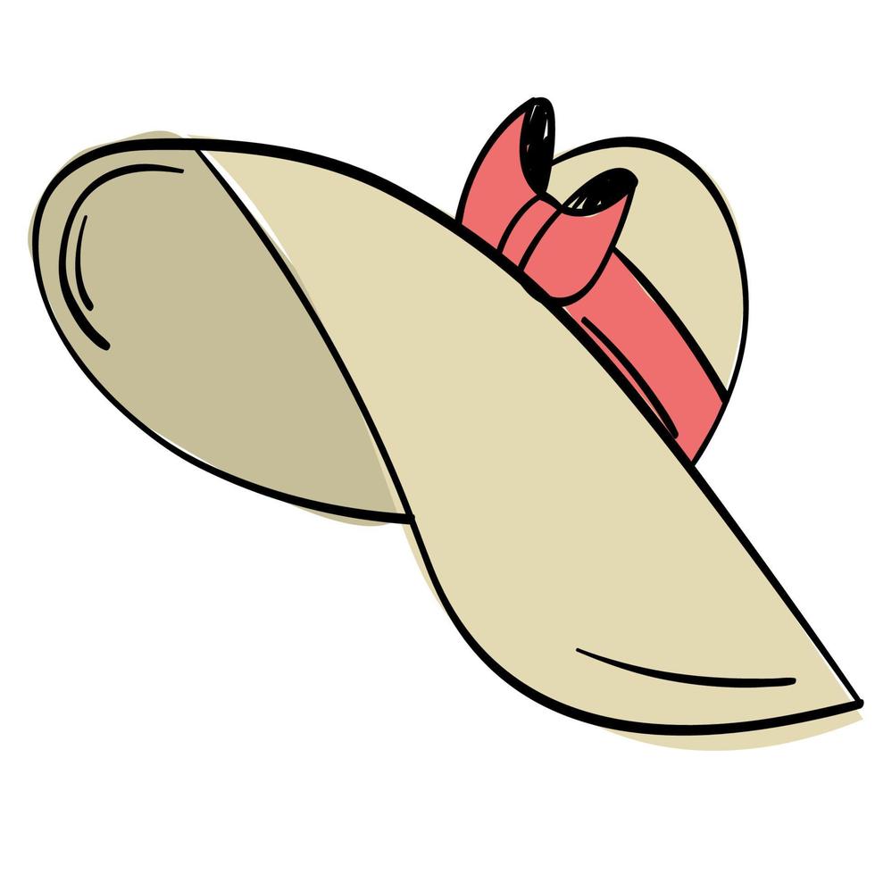 etiqueta engomada del garabato sombrero de playa de ala ancha vector
