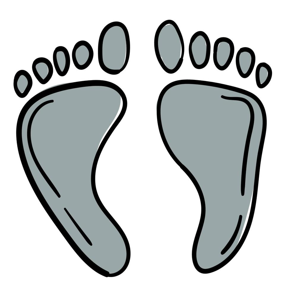 Doodle sticker with footprints in the sand vector