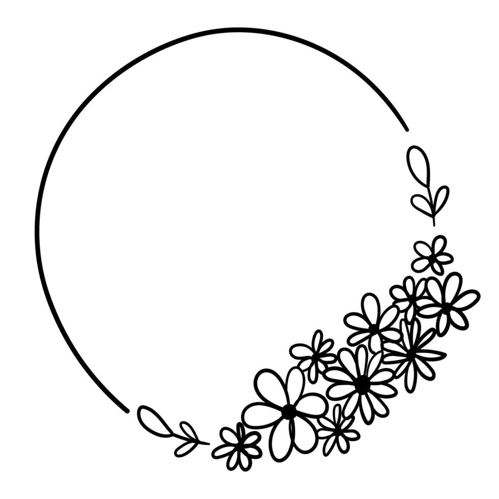 Botanical wreath of leaves, flowers, patterns for decoration vector