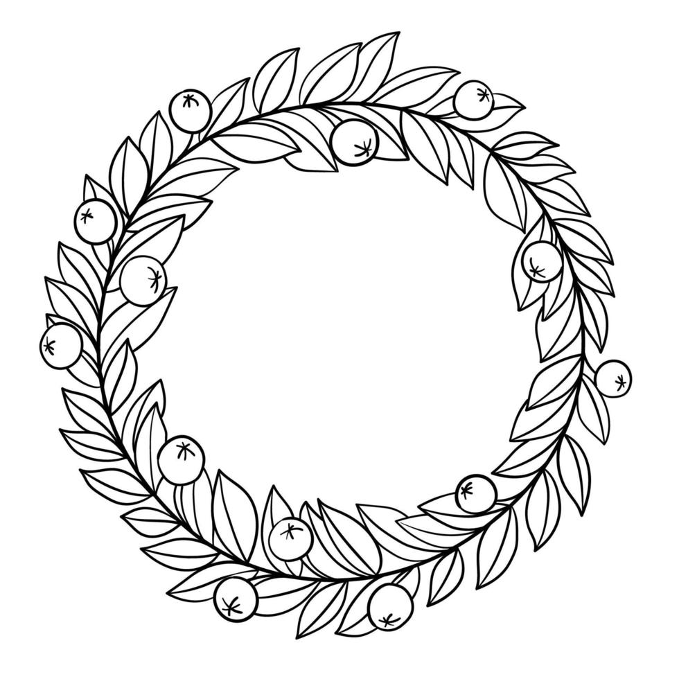 Botanical wreath of leaves, flowers, patterns for decoration vector