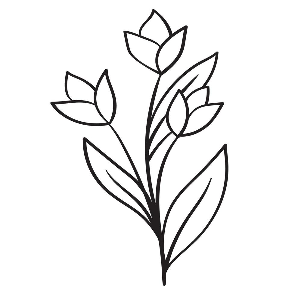 Doodle flower branch, cute and unusual bud, can be used to decorate postcards, business cards or as an element for design vector