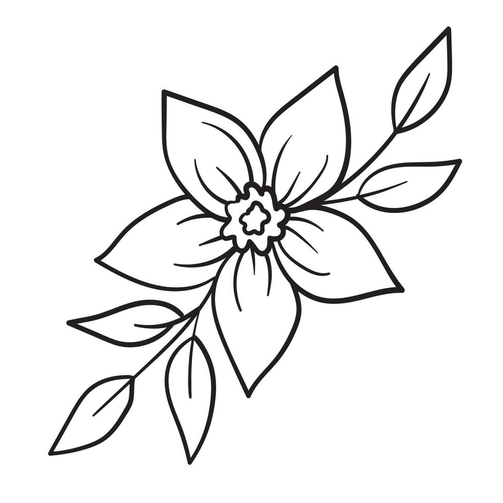 Doodle flower branch, cute and unusual bud, can be used to decorate postcards, business cards or as an element for design vector