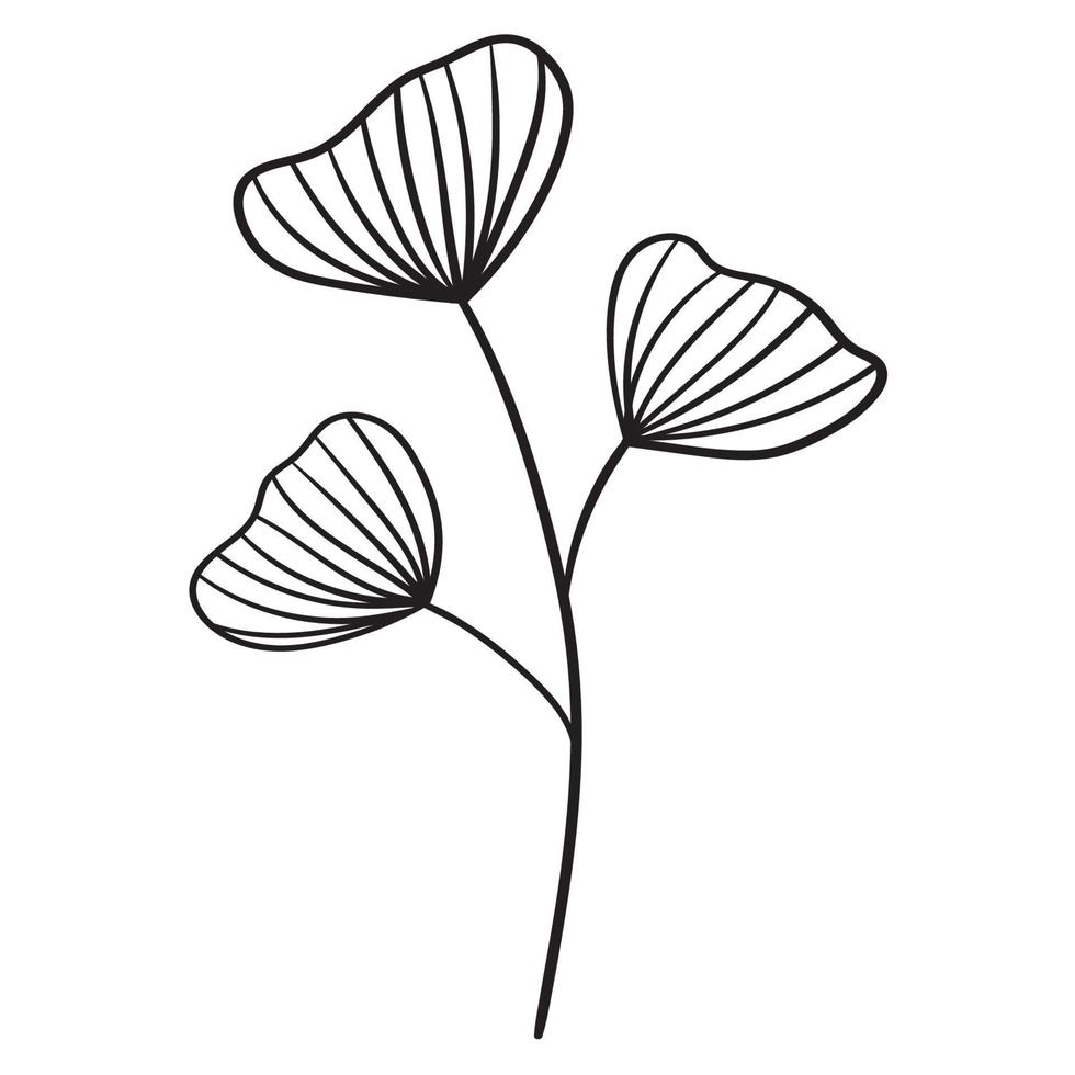 Doodle flower branch, cute and unusual bud, can be used to decorate postcards, business cards or as an element for design vector