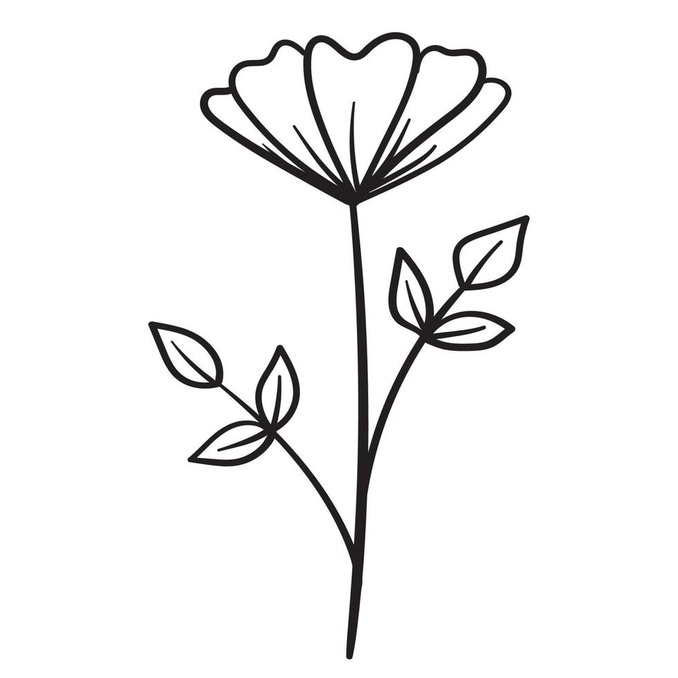 Doodle flower branch, cute and unusual bud, can be used to decorate postcards, business cards or as an element for design vector