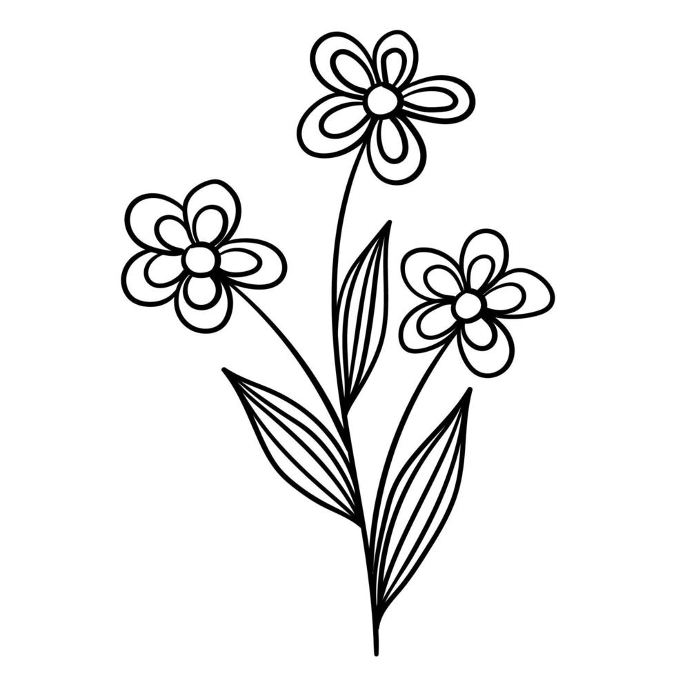 Doodle flower branch, cute and unusual bud, can be used to decorate postcards, business cards or as an element for design vector