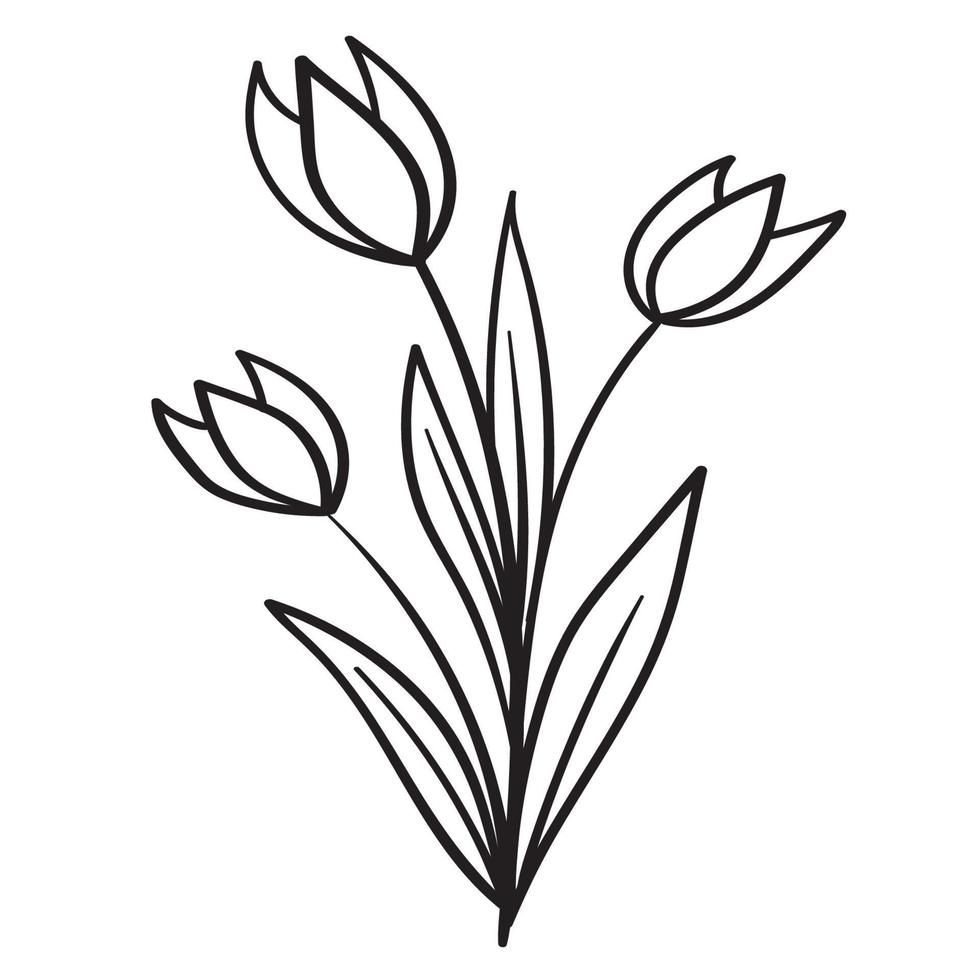 Doodle flower branch, cute and unusual bud, can be used to decorate postcards, business cards or as an element for design vector