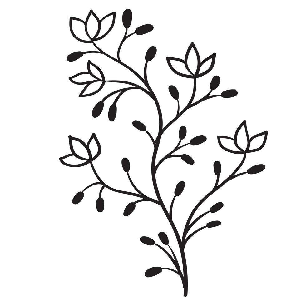 Doodle flower branch, cute and unusual bud, can be used to decorate postcards, business cards or as an element for design vector