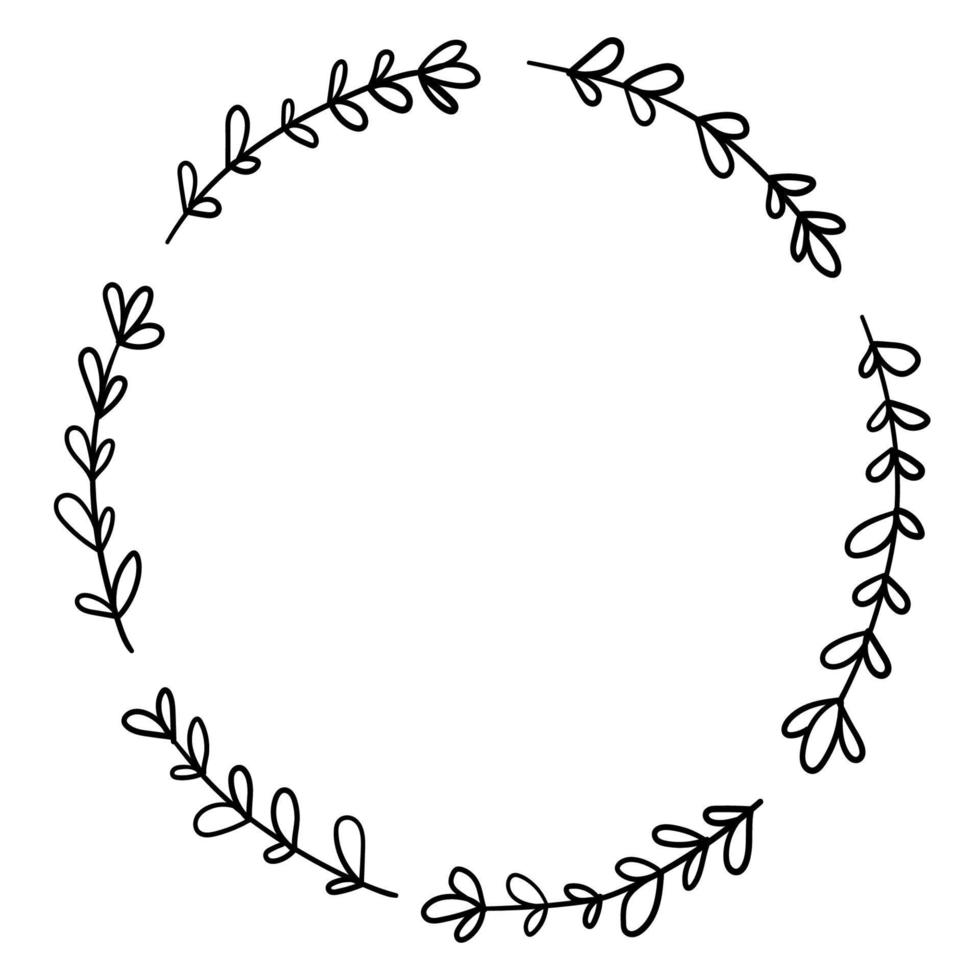 Botanical wreath of leaves, flowers, patterns for decoration vector