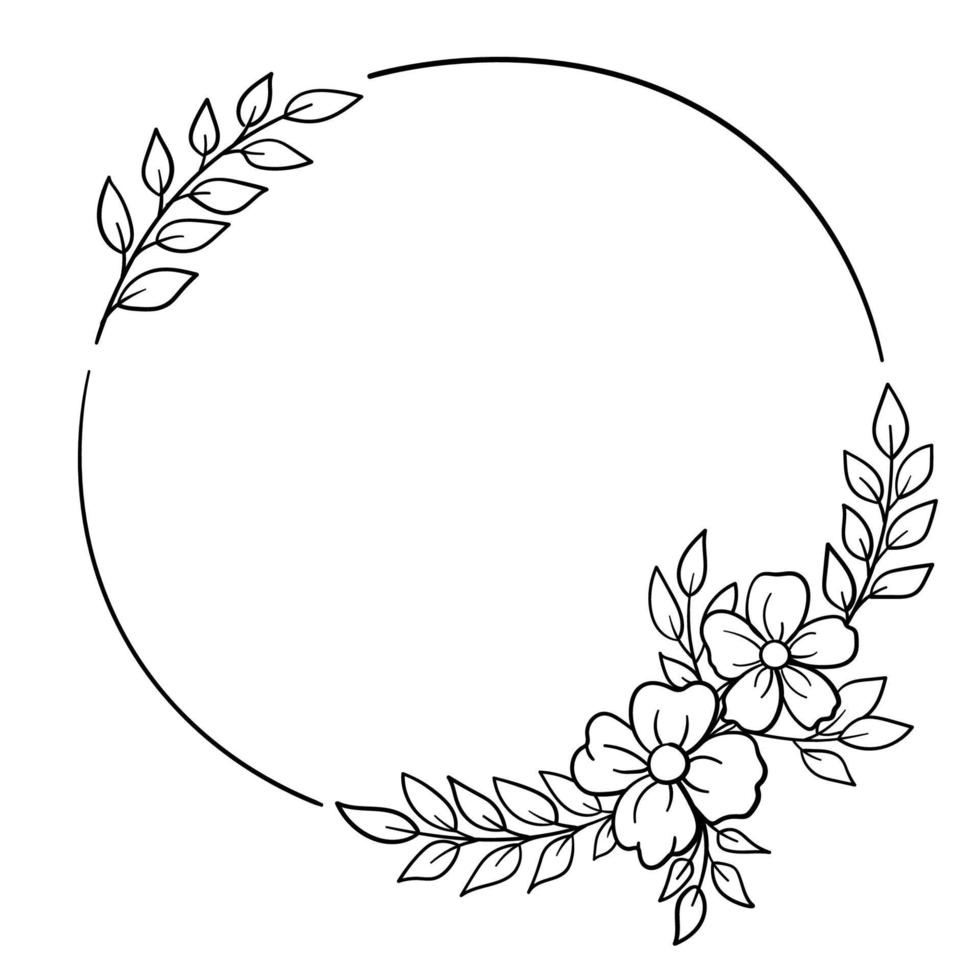 Botanical wreath of leaves, flowers, patterns for decoration vector