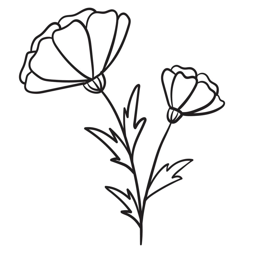 Doodle flower branch, cute and unusual bud, can be used to decorate postcards, business cards or as an element for design vector