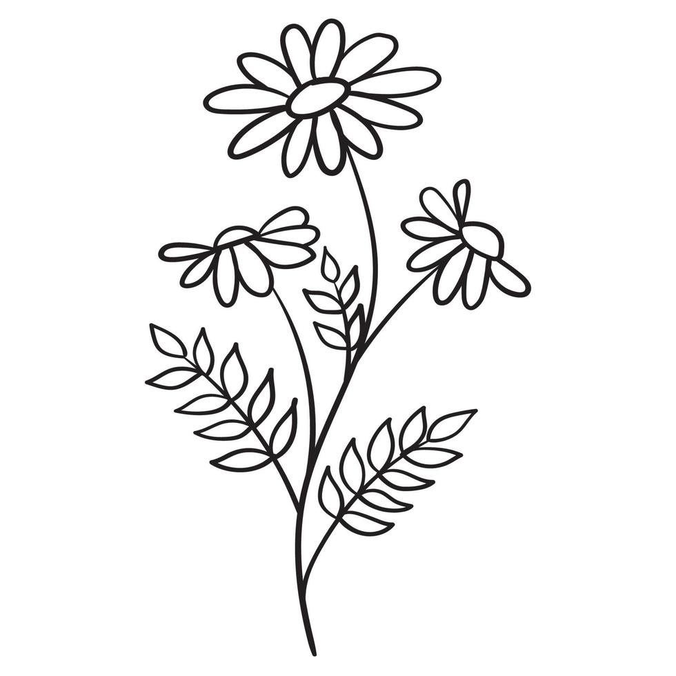 Doodle flower branch, cute and unusual bud, can be used to decorate postcards, business cards or as an element for design vector