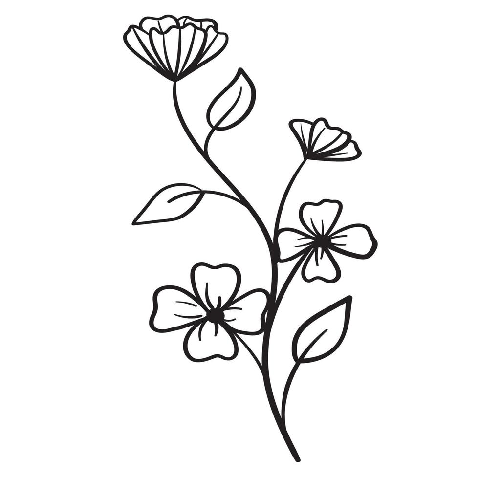 Doodle flower branch, cute and unusual bud, can be used to decorate postcards, business cards or as an element for design vector