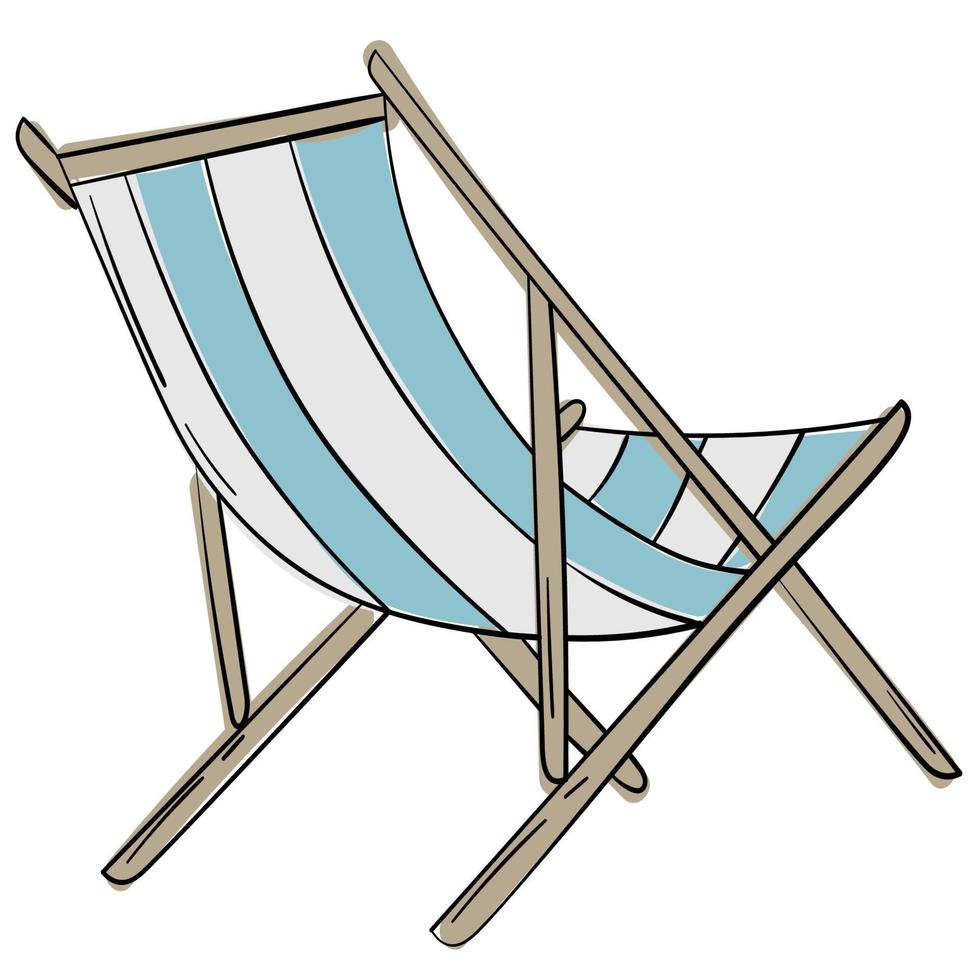 Doodle sticker with sun lounger vector