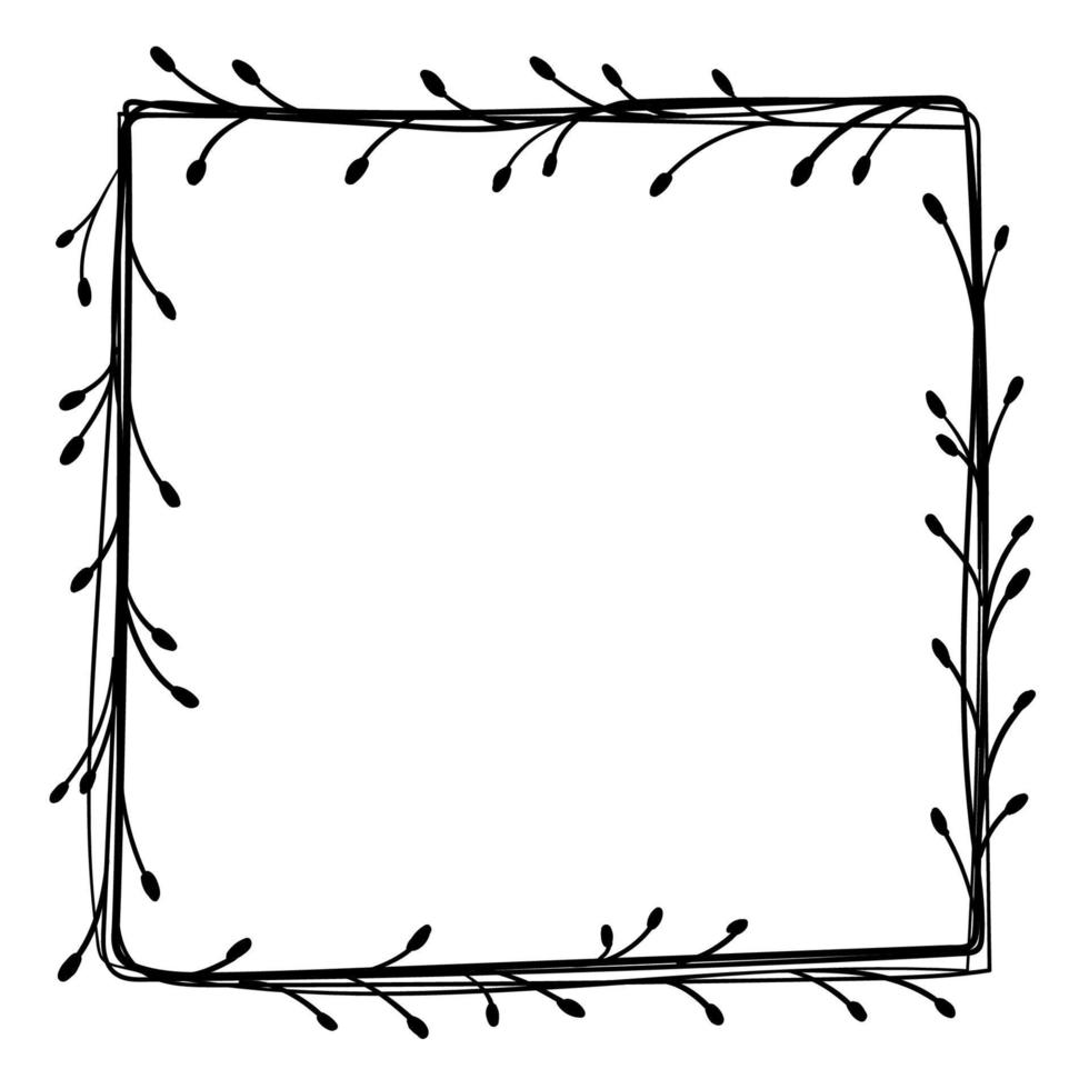 Botanical ornament, square frame of leaves, flowers, patterns for decoration vector
