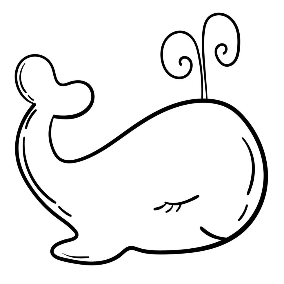 WebDoodle sticker playful cartoon whale vector