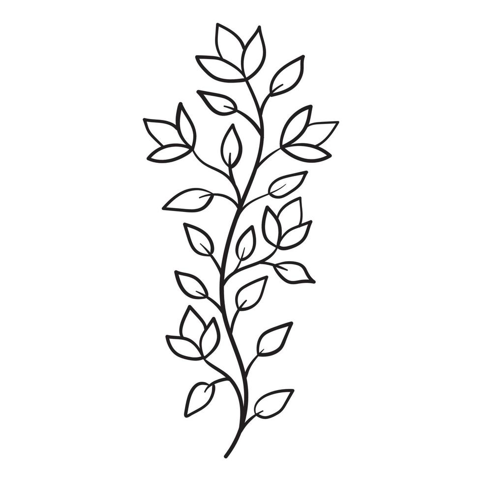 Doodle flower branch, cute and unusual bud, can be used to decorate postcards, business cards or as an element for design vector