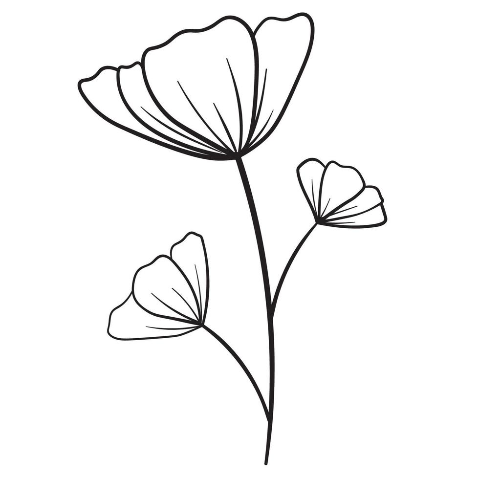 Doodle flower branch, cute and unusual bud, can be used to decorate postcards, business cards or as an element for design vector