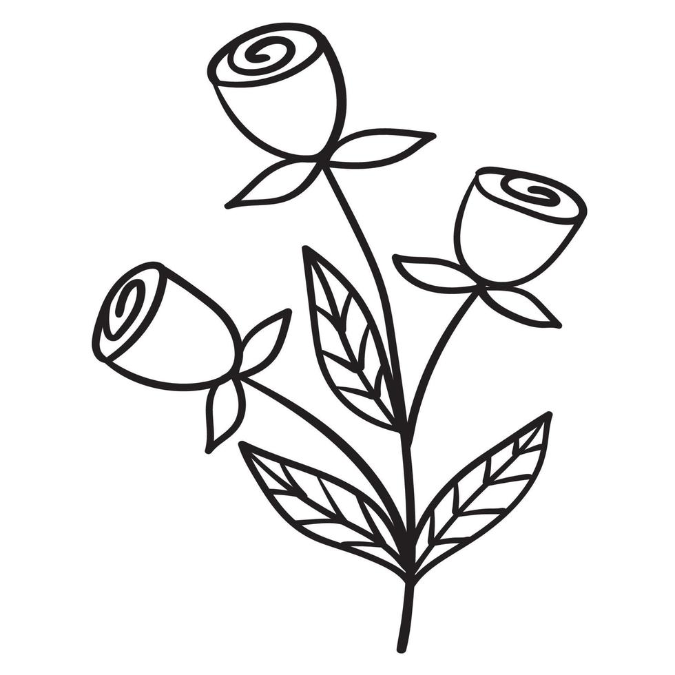 Doodle flower branch, cute and unusual bud, can be used to decorate postcards, business cards or as an element for design vector