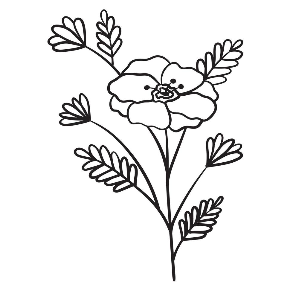 Doodle flower branch, cute and unusual bud, can be used to decorate postcards, business cards or as an element for design vector