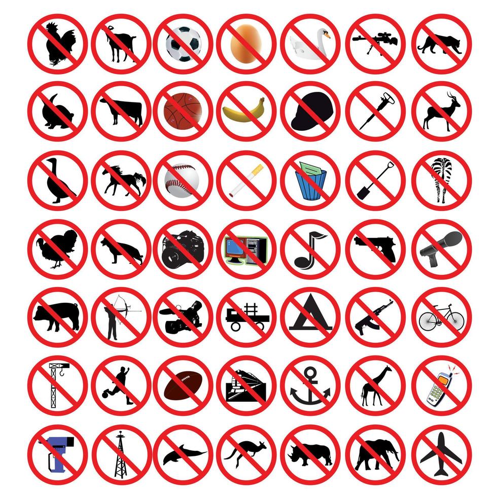 Prohibited signs on a white background vector
