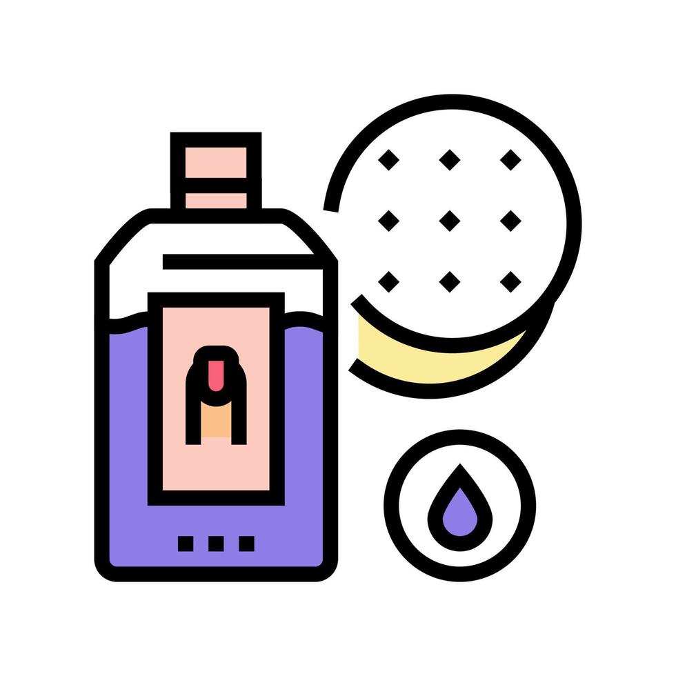 removedor de esmalte de uñas y almohadilla de algodón icono de color ilustración vectorial vector