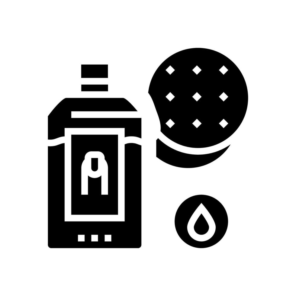 nail polish remover and cotton pad glyph icon vector illustration