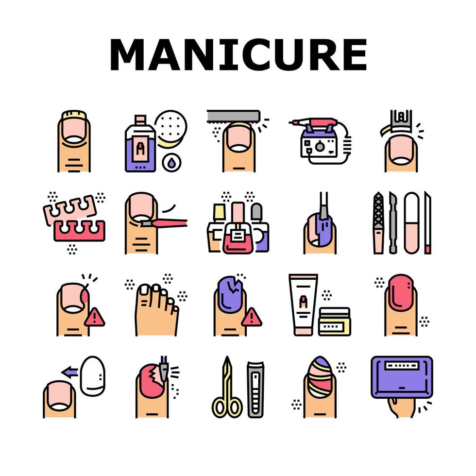 conjunto de iconos de colección de manicura y pedicura vector