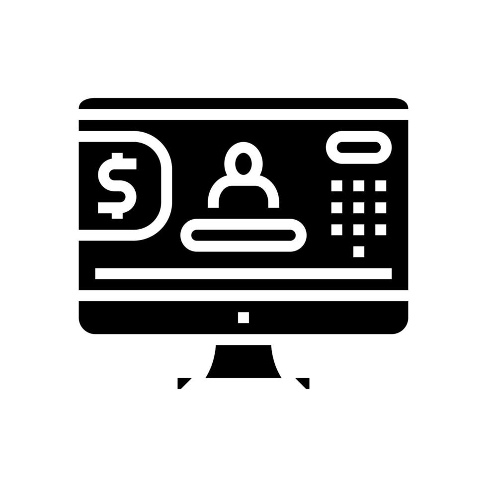 Ilustración de vector de icono de glifo de banca en línea de Internet