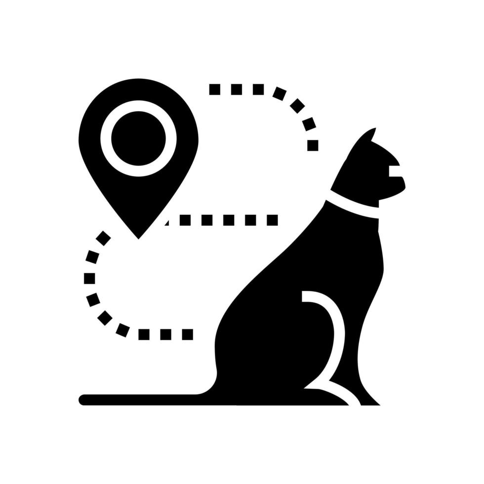 ilustración de vector de icono de glifo de información de ubicación de gato