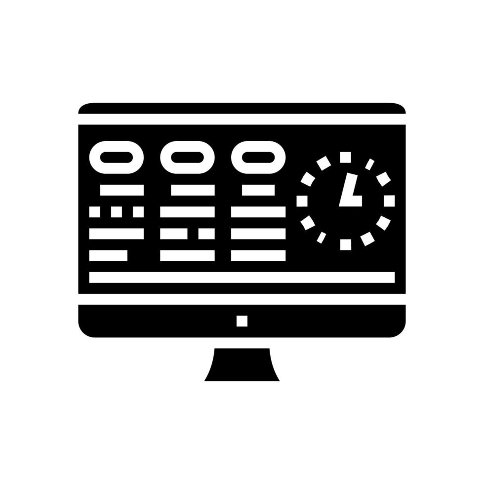 tasks on computer screen glyph icon vector illustration